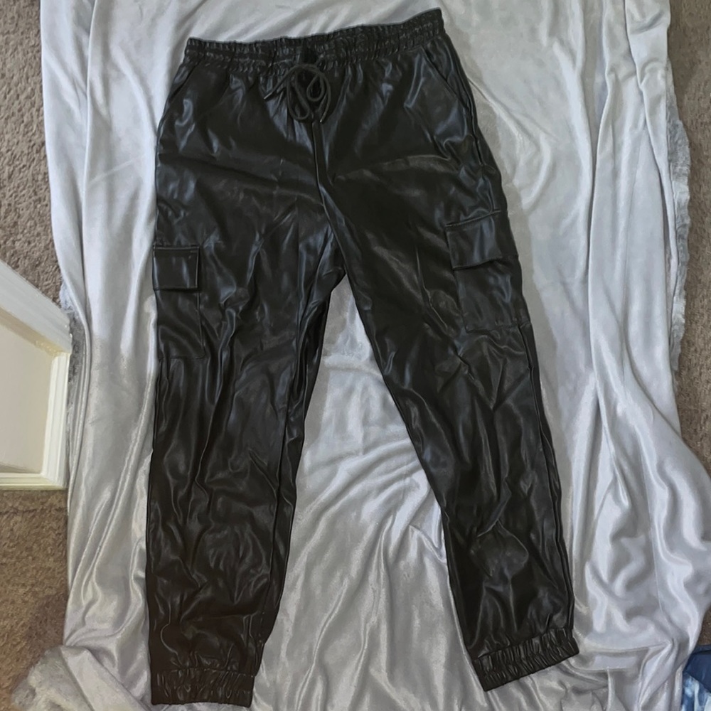 Faux Leather Joggers
